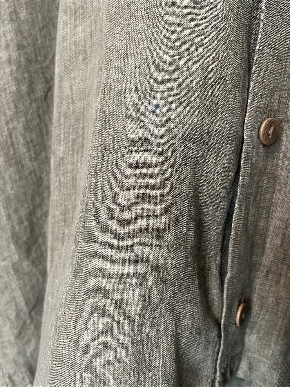 Shirin Guild Olive-Brown 100% Linen Button-Front Shirt - Picture 6 of 11